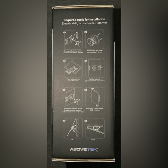 AboveTEK Tablet Wall Mount, Swivel 360° Rotating Holder Fits 6-13" Tablets - NWT - Picture 10 of 10